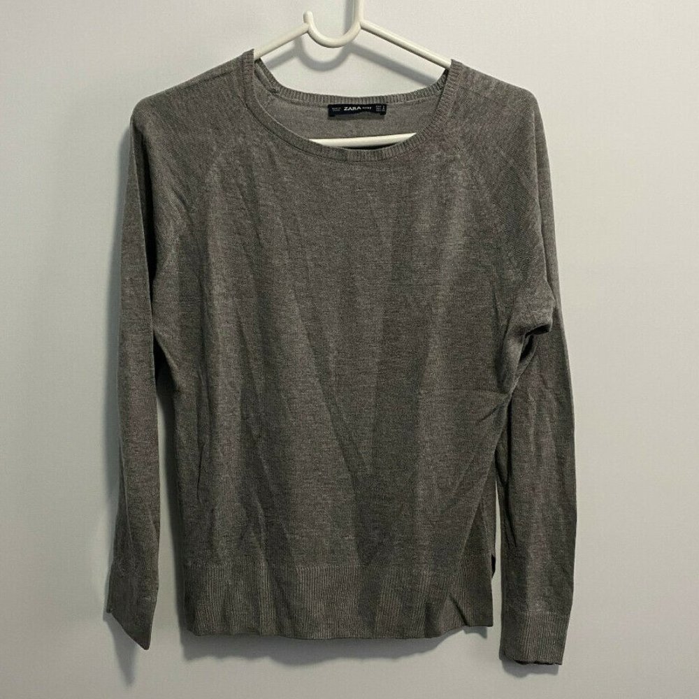 Zara Knit Gray‎ Round Neck Pullover Cardigan Size S